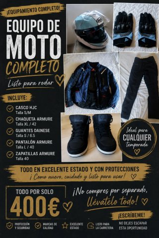 Equipo Completo Moto HJC, Armure, Dainese