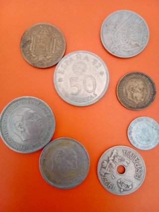 Lote de monedas antiguas españolas pesetas