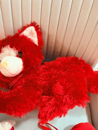 Peluche Gatito Rojo + Peluche Conejo Blanco