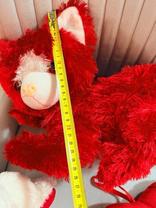 Peluche Gatito Rojo + Peluche Conejo Blanco