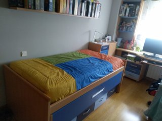 Cama doble con nido + balda + mesilla