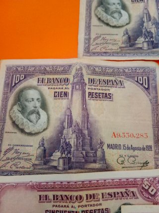 Billetes antiguos españoles de  pesetas