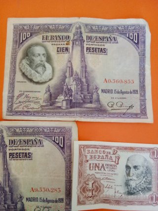 Billetes antiguos españoles de  pesetas