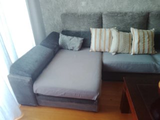 Sofá Chaiselongue Beige y Gris