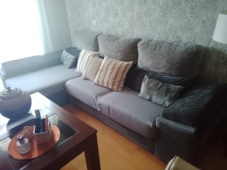 Sofá Chaiselongue Beige y Gris