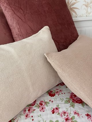 Fundas Cojín Zara Home Terciopelo Rosa/Beige