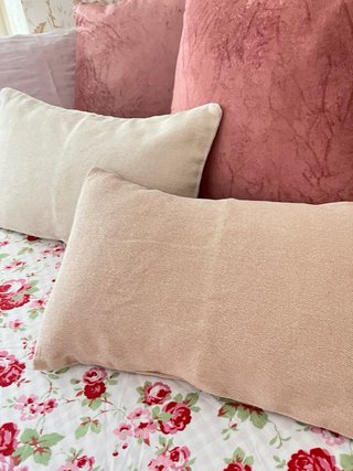 Fundas Cojín Zara Home Terciopelo Rosa/Beige