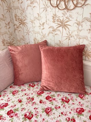 Fundas Cojín Zara Home Terciopelo Rosa/Beige