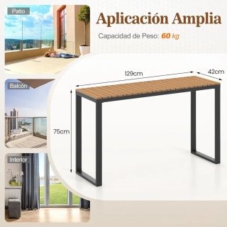 COSTWAY Mesa Consola Rectangular 129 x 42 x 75 cm