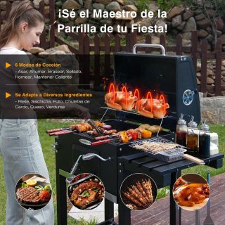 Barbacoa HOMAVO Carbón con Tapa Negra