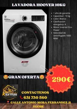 Lavadora Hoover 10kg Blanca