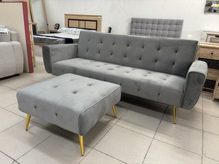 Sofá Cama capitone Terciopelo Patas Doradas