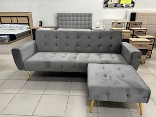 Sofá Cama capitone Terciopelo Patas Doradas