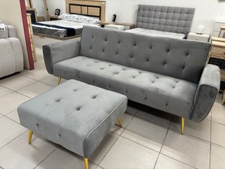 Sofá Cama capitone Terciopelo Patas Doradas