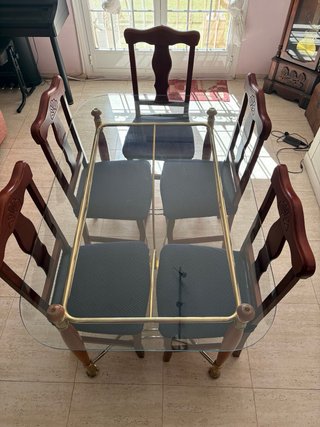 Mesa Comedor Cristal y Madera