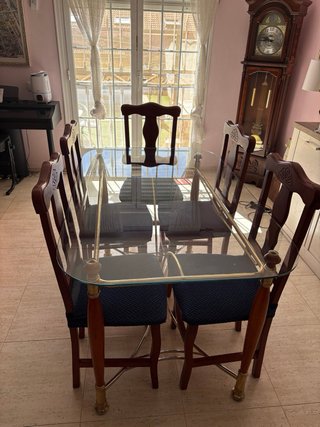 Mesa Comedor Cristal y Madera