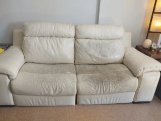 Sofá de piel Polo Divani beige