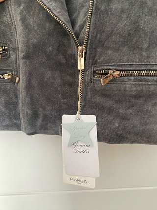 Chaqueta Mango efecto ante gris