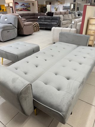 Sofá Cama Puff Terciopelo Patas Doradas