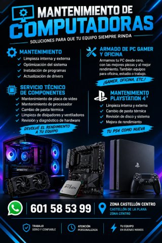ServicioTécnico PC Gamer Oficina Mantenimiento PS4