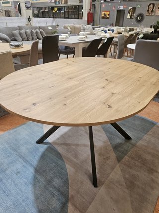 Mesa redonda extensible madera y metal