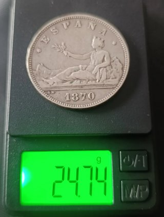 5 Pesetas 1870 SNM – Gobierno Provisional – Plata