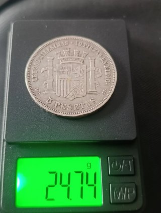 5 Pesetas 1870 SNM – Gobierno Provisional – Plata