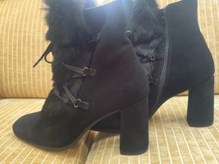 Botines piel y pelo tacón 10cm