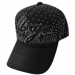 Gorra negra con pedrería