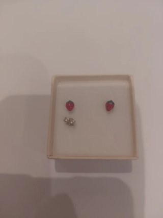 Pendientes Plata Ley Corazón Fresa