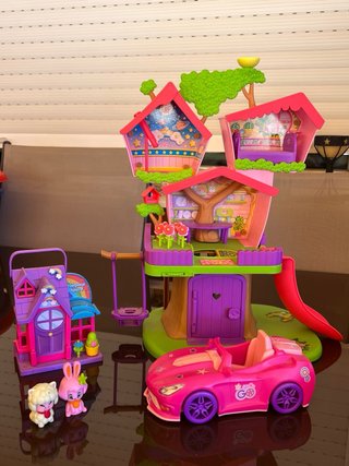 Pinypon Casa Árbol y Coche Rosa