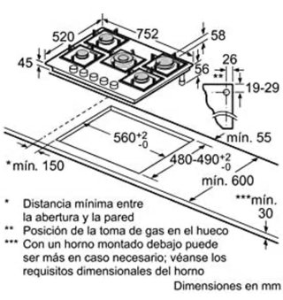 Placa de gas Balay 5 fuegos 75cm