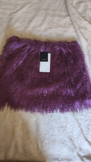 Falda Zara flecos morada talla M