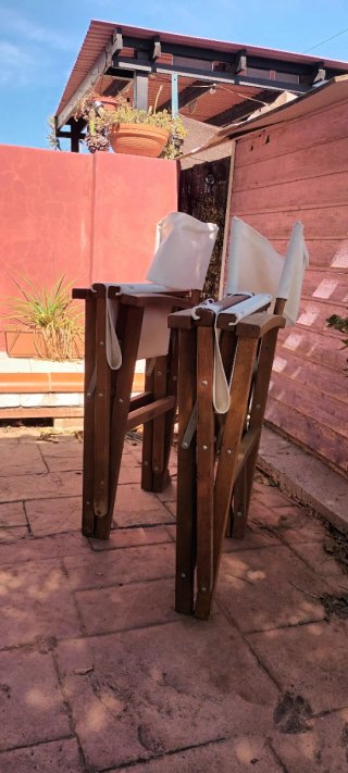 Sillas plegables de madera y tela
