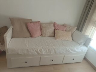 Cama nido Ikea blanca y beige
