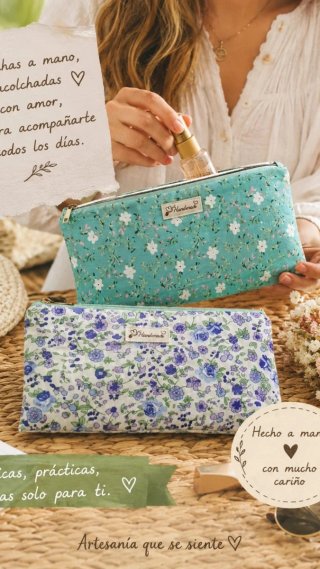 Bolsita multiusos floral hecha a mano