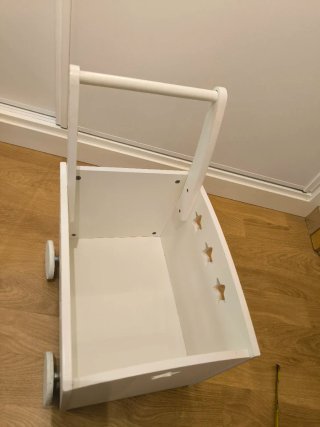 Carro andador juguetero madera blanco. Vertbaudet