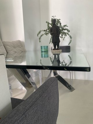 Mesa Comedor 1.80cm Cristal y Cromo