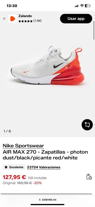 Nike Air Max 270 Blancas y Rojas