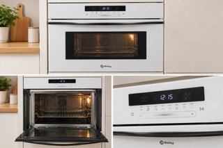 Horno compacto con microondas cristal blanco balay