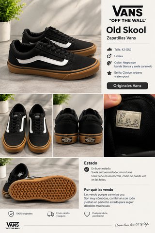 Vans Old Skool negras talla 42