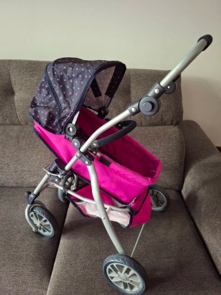 Carrito para muñecas rosa y azul