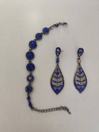 Conjunto Pulsera y Pendientes Mujer Azul