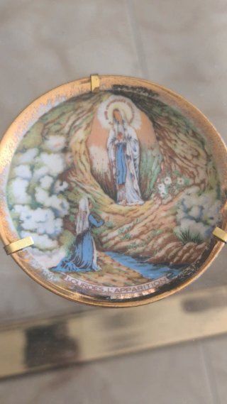 Pareja Platillos Porcelana Limoges Vintage Lourdes