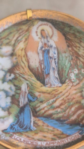 Pareja Platillos Porcelana Limoges Vintage Lourdes