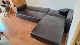 Sofá Cama Negro Piel Sintética