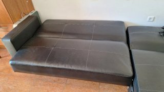 Sofá Cama Negro Piel Sintética
