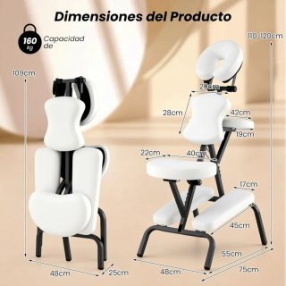 COSTWAY Silla de Masaje Plegable Altura Ajustable