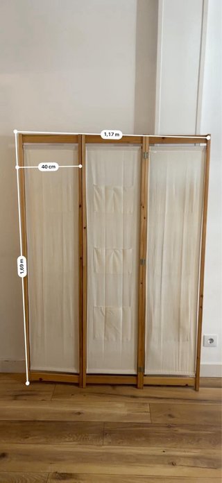 Biombo madera y lino con bolsillos