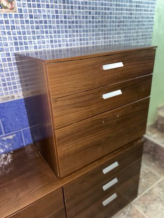 Mueble cajonera modular nogal 9 cajones